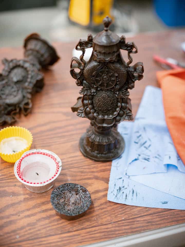small statue in wax for bronze casting